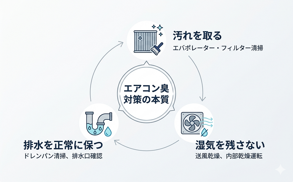 春に車のエアコンが臭いのはなぜ? 7 車のエアコン臭い対策のポイント(汚れ除去・湿気対策・排水管理)のまとめ